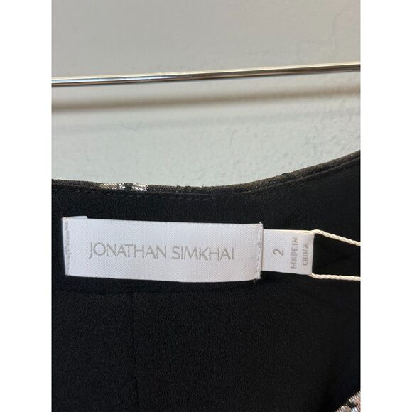 Jonathan Simkhai Women's Size 2 Black Metallic Taylor Wrap Top Puff Sleeve NWT - Picture 10 of 13
